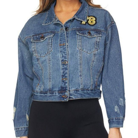 Los Angeles Tiger Denim Jacket/ Patch Jean Jacket - Picture 3 of 8